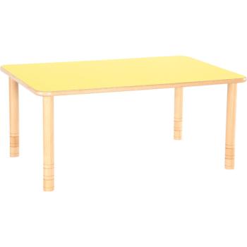 Rechteckiger Tisch Flexi, Höhenverstellbar 58-76 cm - gelb