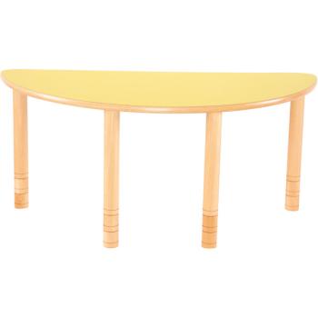 Halbrunder Tisch Flexi, Höhenverstellbar 58-76 cm - gelb