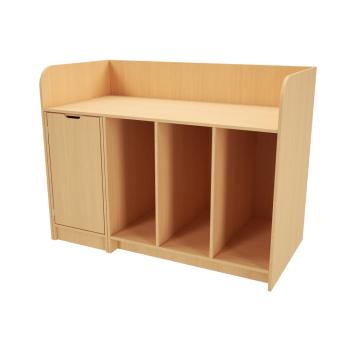 Grosse Wickelkommode B 150, Birke, Treppe mit Tür links