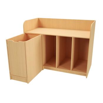 Grosse Wickelkommode B 150, Birke, Treppe mit Tür links