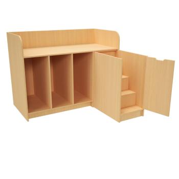 Grosse Wickelkommode B 150 mit Treppe, Birke