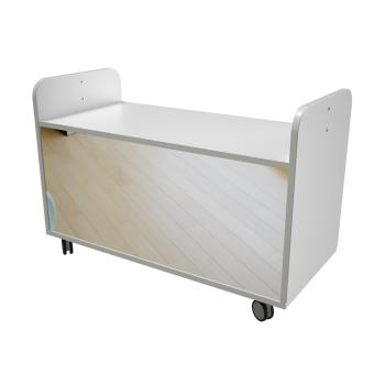 Quadro Mobiles Regal S, Acrylspiegel als Rückwand, weiss