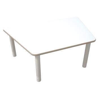Flexi Trapezförmiger Tisch, 120 x 80 x 80 x 80, hvstb. 40-58 cm, HPL weiss