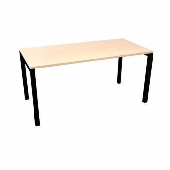 OPTO Schreibtisch 180 basic, Beine schwarz, Ahorn E, ohne Kabeldurchführung