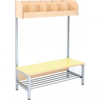 Garderobe Flexi 5 mit Gestell, Sitzhöhe: 26 cm, Fachbreite: 18 cm, gelb