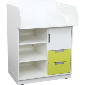 Wickelkommode Quadro, weiss, Fronten limone-weiss