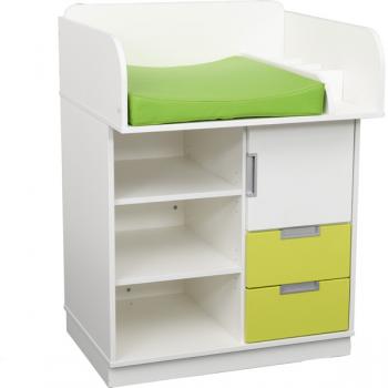 Wickelkommode Quadro, weiss, Fronten limone-weiss