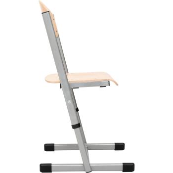 Schüler-Kufenstuhl T, hvstb. 4-6, SH 38-46 cm - alufarben - Buche