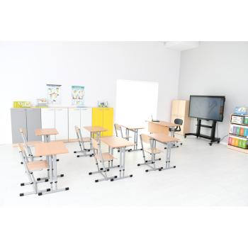 Schüler-Kufenstuhl T, hvstb. 4-6, SH 38-46 cm - alufarben - Buche