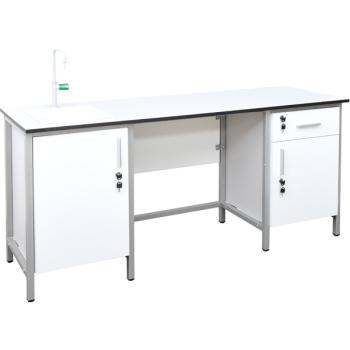 Labortisch LAB, mit Spüle – HPL-Platte grau