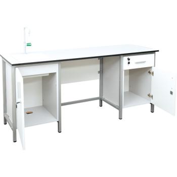 Labortisch LAB, mit Spüle – HPL-Platte grau