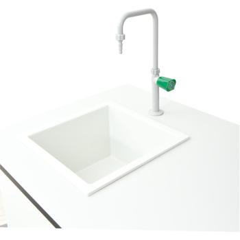 Labortisch LAB, mit Spüle – HPL-Platte grau