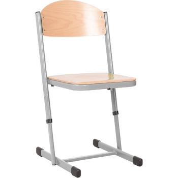 Stuhl TS, höhenverstellbar 3-4, Sitzhöhe 35-38 cm, für Tischhöhe 58-64 cm - alufarben - Buche