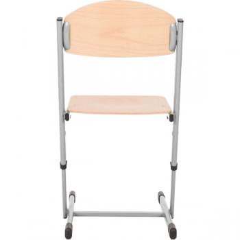 Stuhl TS, höhenverstellbar 3-4, Sitzhöhe 35-38 cm, für Tischhöhe 58-64 cm - alufarben - Buche
