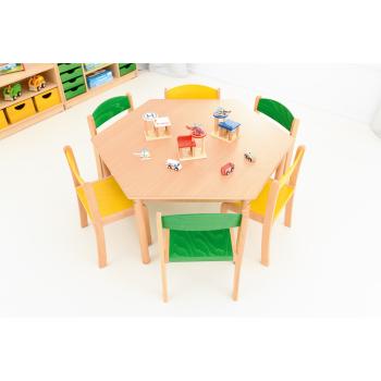 HPL-beschichtete Tischplatte, 6eckig