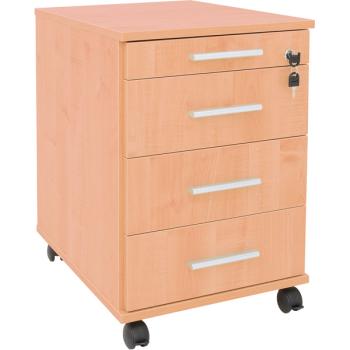 Rollcontainer mit 4 Schüben, Buche