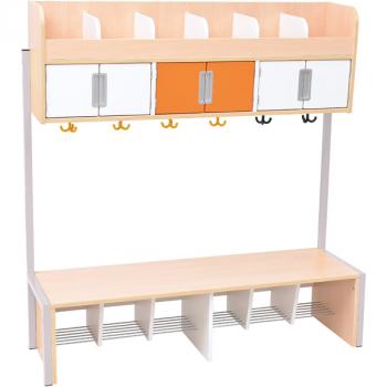 Garderobe Quadro 6 mit Gestell, Sitzhöhe 26 cm, Ahorn