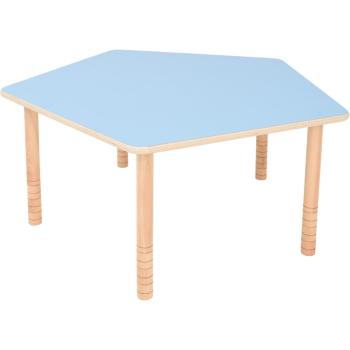 Flexi Tischplatte fünfeckig - HPL blau