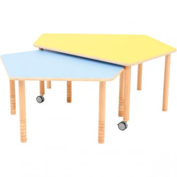 Flexi Tischplatte fünfeckig - HPL blau