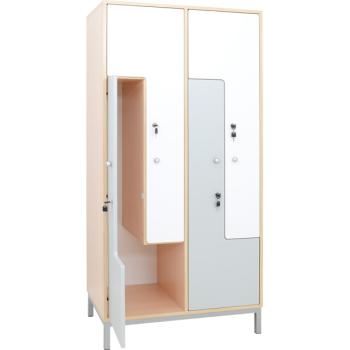Kleiderschrank L mit 4 Fächern, weiss-graue Türen