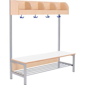 Garderobe Flexi 4 mit Gestell, Fachbreite: 28 cm, Sitzhöhe: 35 cm, weiss