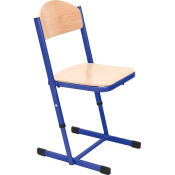 Stuhl TS, höhenverstellbar 6-7, Sitzhöhe 46-51 cm, für Tischhöhe 76-82 cm - blau - Buche