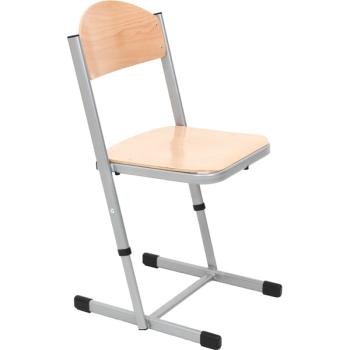 Stuhl TS, höhenverstellbar 6-7, Sitzhöhe 46-51 cm, für Tischhöhe 76-82 cm - alufarben - Buche