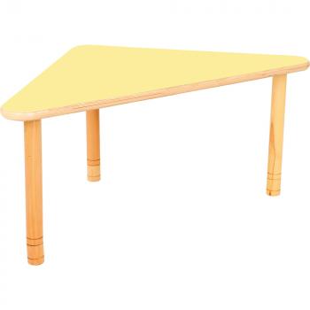 Dreieckiger Tisch Flexi, Höhenverstellbar 58-76 cm, gelb