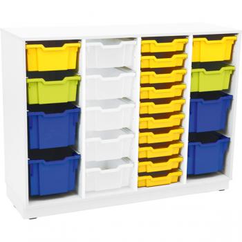 Quadro - Schrank M+ für Kunststoffbehälter, B 138, weiss, vierreihig