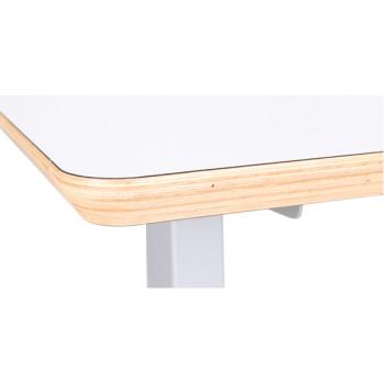 Manuell höhenverstellbarer Doppeltisch Hugo, Tischhöhe 70-117 cm, Sperrholzplatte, abgerundete Ecken - alufarben - HPL weiss