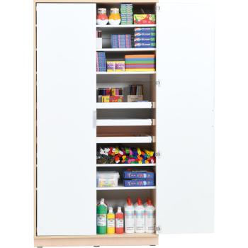 Quadro Hochschrank, H 199, mit ausziehbaren Böden, Türen weiss