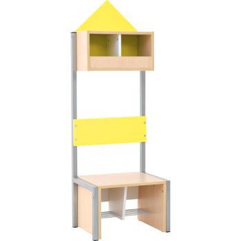 Garderobe Häuschen 2 mit Gestell, Fachbreite: 21 cm, Sitzhöhe: 34,5 cm, Ahorn, gelb