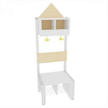 Garderobe Häuschen 2 mit Gestell, Fachbreite: 21 cm, Sitzhöhe: 34,5 cm, weiss, beige