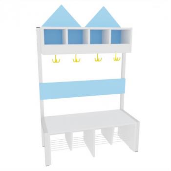 Garderobe Häuschen 4 mit Gestell, Fachbreite: 21 cm, Sitzhöhe: 34,5 cm, weiss, hellblau
