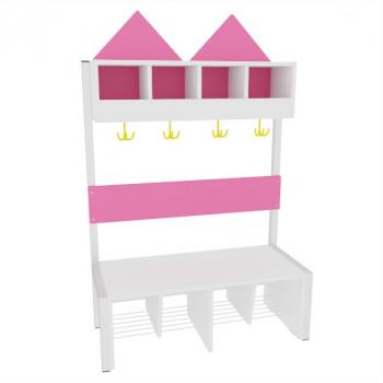 Garderobe Häuschen 4 mit Gestell, Fachbreite: 21 cm, Sitzhöhe: 34,5 cm, weiss, flieder