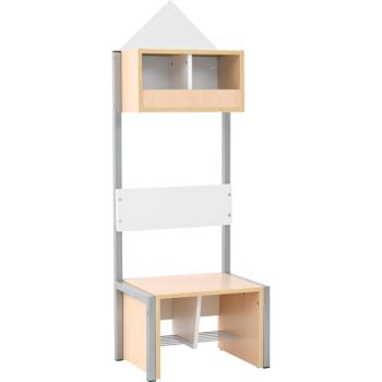 Garderobe Häuschen 2 mit Gestell, Fachbreite: 30 cm, Sitzhöhe: 34,5 cm, Ahorn, weiss