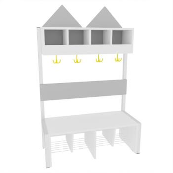 Garderobe Häuschen 4 mit Gestell, Fachbreite: 30 cm, Sitzhöhe: 34,5 cm, weiss, grau