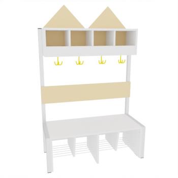 Garderobe Häuschen 4 mit Gestell, Fachbreite: 30 cm, Sitzhöhe: 34,5 cm, weiß, beige