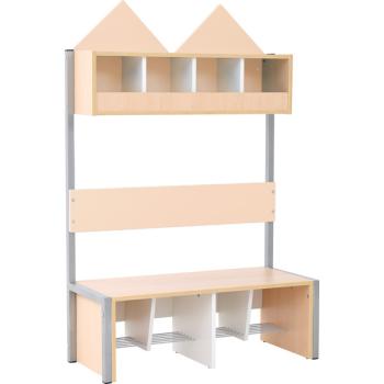 Garderobe Häuschen 4 mit Gestell, Fachbreite: 30 cm, Sitzhöhe: 34,5 cm, Ahorn, beige