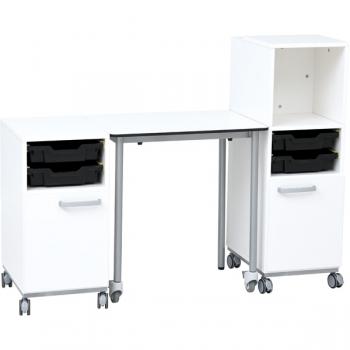 Grande Schreibtischrollschrank A, T 50, H 76 - weiss