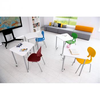 Einzeltisch Fachraum 6, mobil, links - weiss