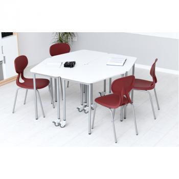 Einzeltisch Fachraum 6, mobil, links - weiss