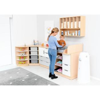 Wickelkommode Quadro, Ahorn, Fronten weiss