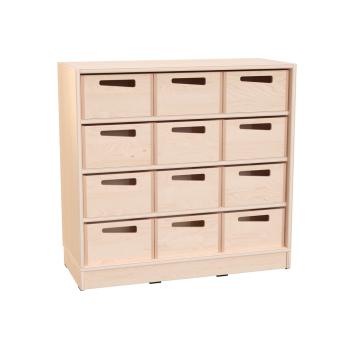 Echtholz Regal M, 12 Holzkästen H16 (098508)