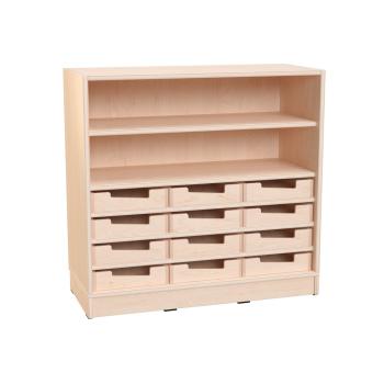 Echtholz Regal M, 12 Holzkästen H7 (098509)