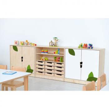 Echtholz Regal M, 12 Holzkästen H7 (098509)