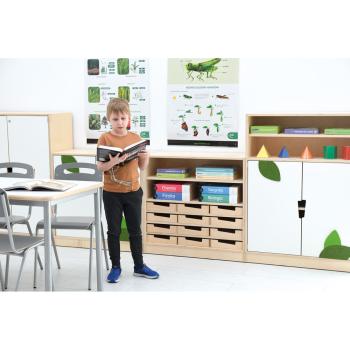 Echtholz Regal M, 12 Holzkästen H7 (098509)