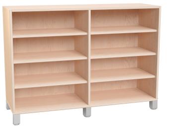 Echtholz Regal M, B 121 cm, offen, auf Beinen