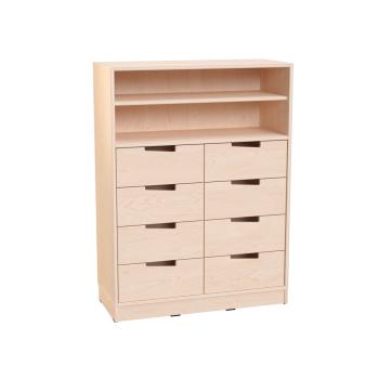 Echtholz Schrank L, unten 8 Schubladen, auf Sockel (098525)
