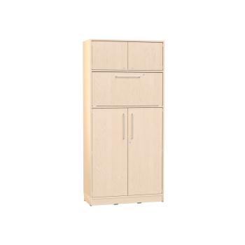 Echtholz Hochschrank H 192 cm, mit Steharbeitsplatz, Bügelgriff, abschliessbar (098535)
